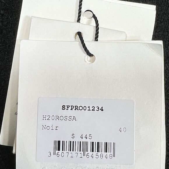 SANDRO Short Coat Mini Dress Pleated H20ROSSA Tweed BLACK US 8/ FR 40 $445 NEW! - Picture 12 of 15